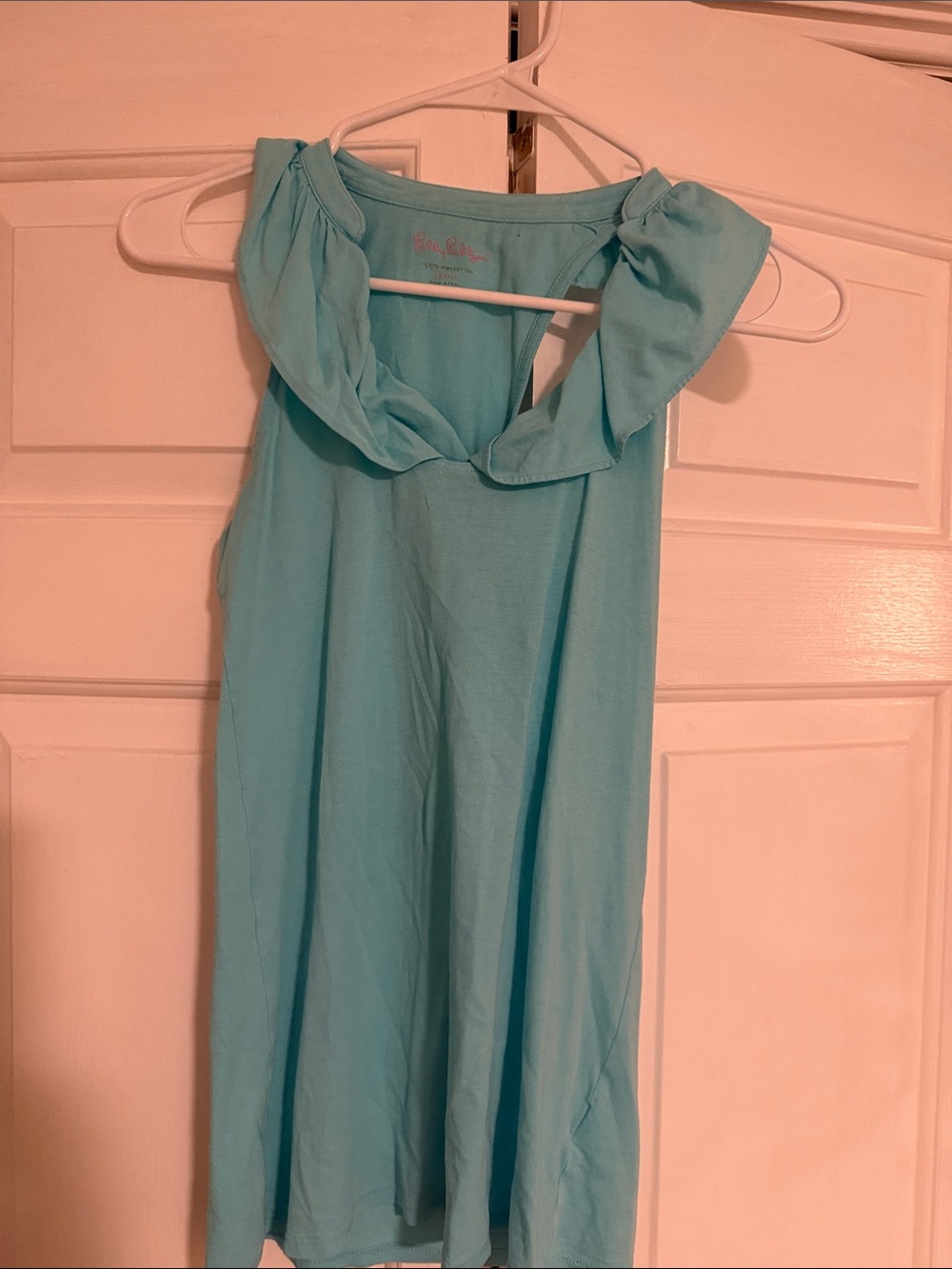 Lilly Pulitzer Aqua Ruffle-Neck Sleeveless Camisole